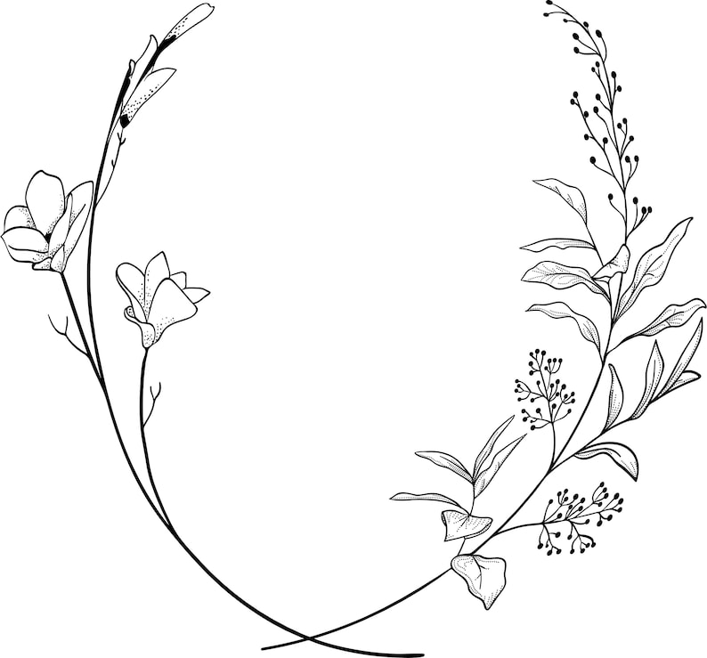 Download Geometric vector floral wreath. SVG EPS PNG. Round oval ...