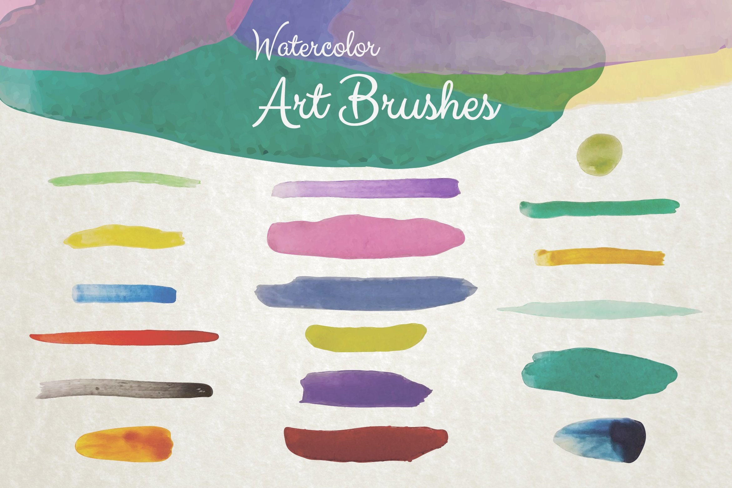 Set of 18 Hand Drawn Watercolor Art Brushes for Adobe Etsy