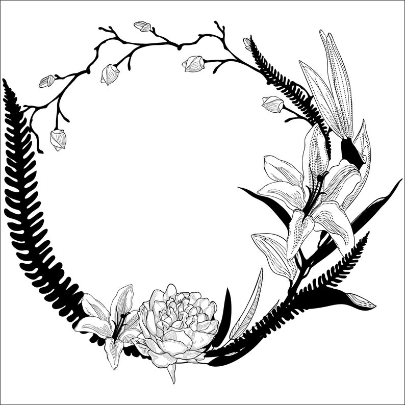 Download Geometric vector floral wreath. SVG EPS PNG. Round oval. | Etsy