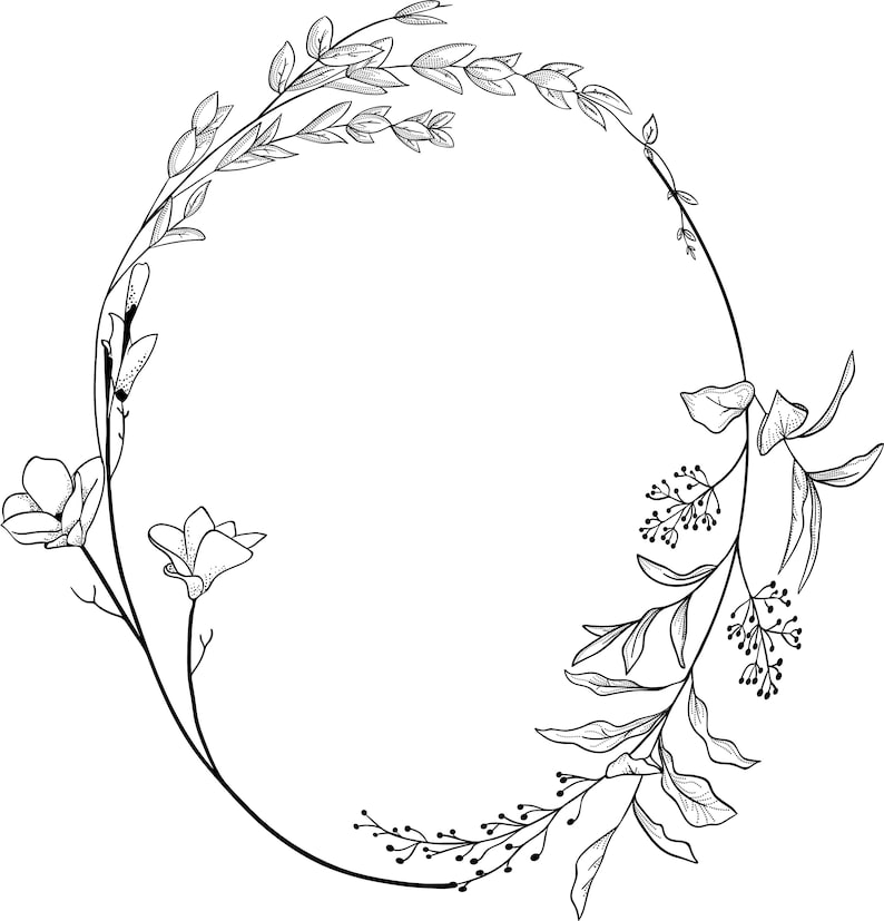 Download Geometric vector floral wreath. SVG EPS PNG. Round oval. | Etsy