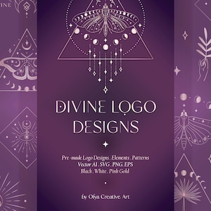 Divine Beauty Pre-made Logo Designs, Illustrations, Elements and Patterns Collection. Luna, Lunar, Star, Cosmos, Space, Crescent. Spiritual