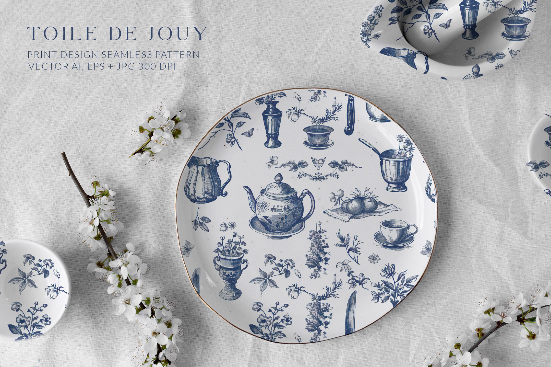 Toile De Jouy Print Design Seamless Patterns Vintage Classic Charm ...