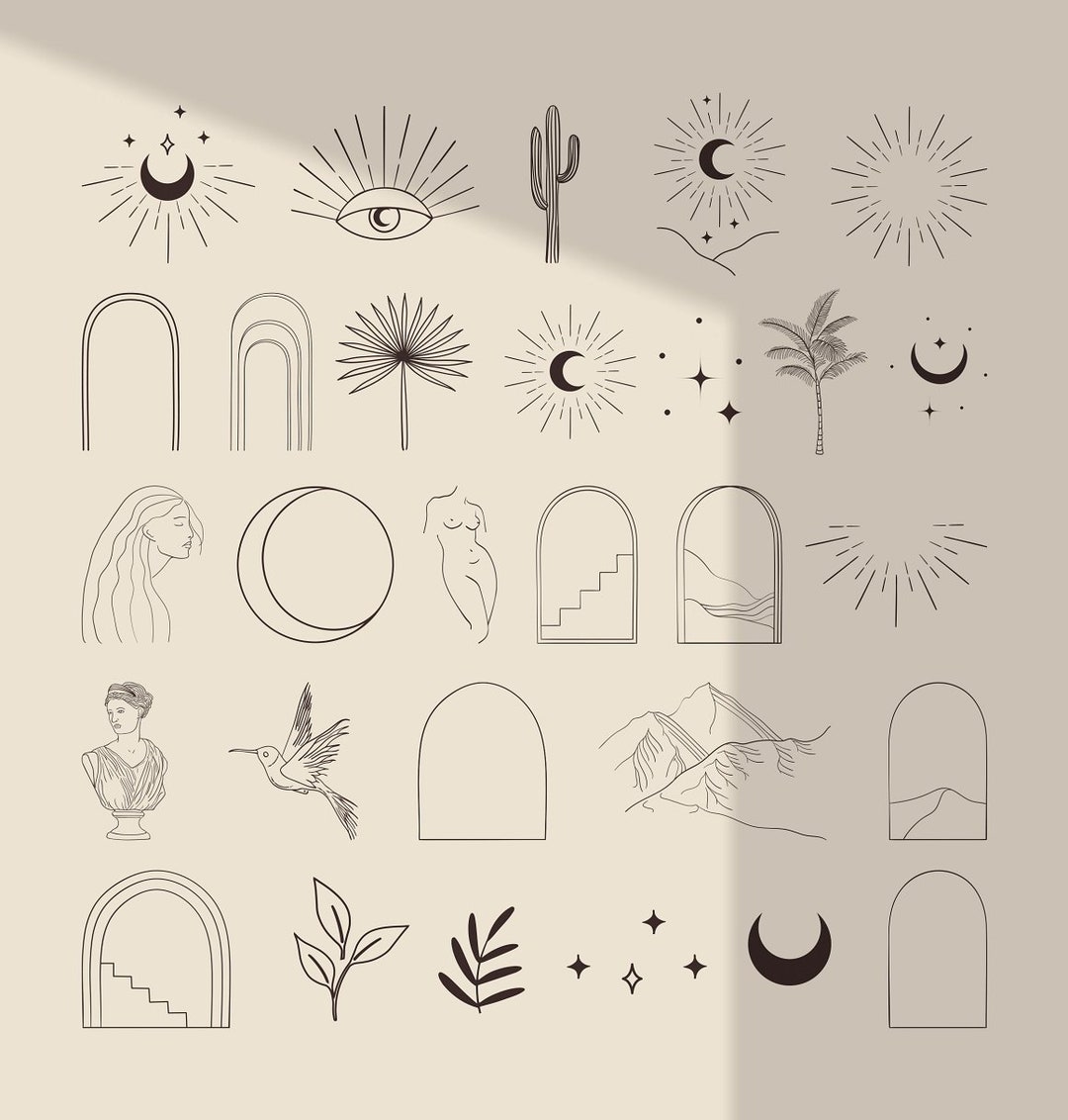 Bohemian Modern Arch Logo Elements. Sculpture Maiden - Etsy