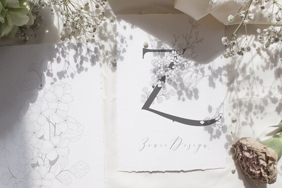 Blooming Gold Floral Letters Numbers Floral Logo Floral Etsy