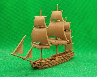 1/700 scale French Hortense frigate (40-gun), 5th Rate, Black Seas, XVIII, Napoleonic, 3D printed, wargaming, modelling