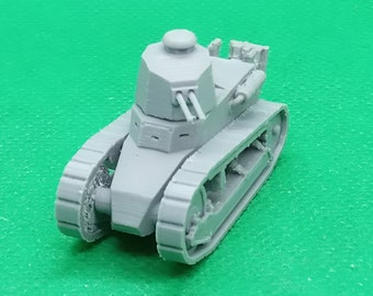 Miniatura em escala 1/87 do tanque leve italiano Fiat L5/21 Série II, campanhas da Líbia e da Abissínia, Segunda Guerra Mundial, impressa em 3D, para jogos de guerra e modelismo.