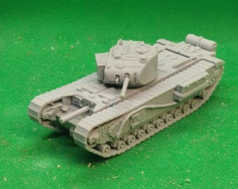1/72スケール イギリス軍チャーチルMk I歩兵戦車（後期生産型、上向き排気）、第二次世界大戦、3Dプリント、ウォーゲーム、模型
