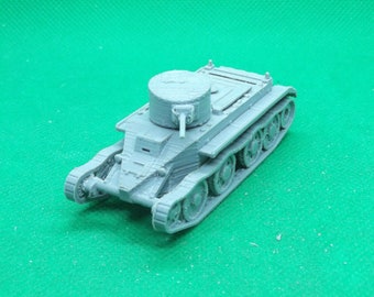 Tanque rápido soviético BT-2 em escala 1/72 (apenas o canhão de produção inicial), Khalkhin Gol, Guerra de Inverno, Segunda Guerra Mundial, WW2, impresso em 3D, para jogos de guerra e modelismo.