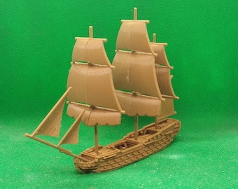 1/700 scale Spanish América 64-gun ship-of-the-line, 3rd rate, suitable for Black Seas, XVIII, Napoleonic, 3D printed, wargaming, modelling