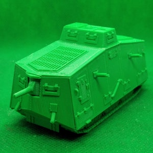 1/72 scale German A7V heavy tank, World War One, WW 1, 3D printed, wargaming, modelling