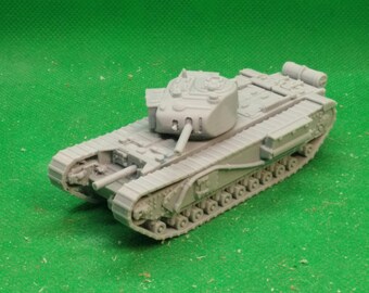 1/72スケール イギリス軍 チャーチルMk I CS歩兵近接支援戦車（後期テストモデル、上向き排気）、第二次世界大戦、3Dプリント、ウォーゲーム