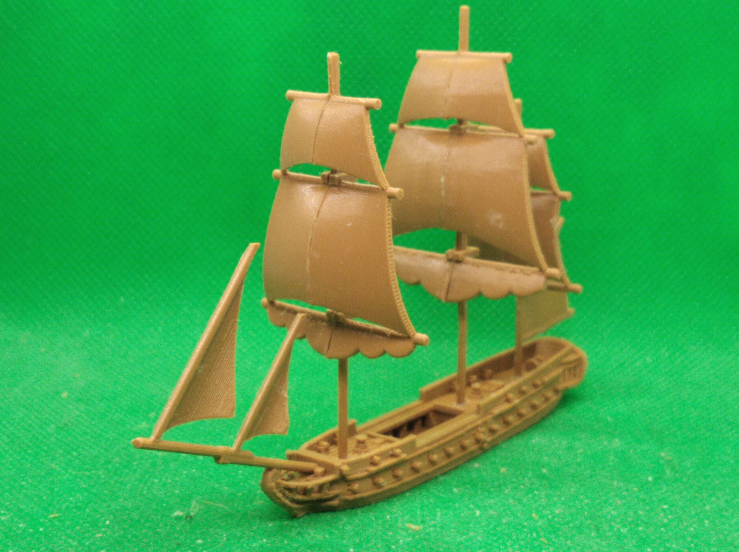 1/700 scale HMS Pomone frigate (38-gun, French Astrée), 5th Rate, Black Seas, XVIII, XIX century, Napoleonic, 3D printed, wargaming, model
