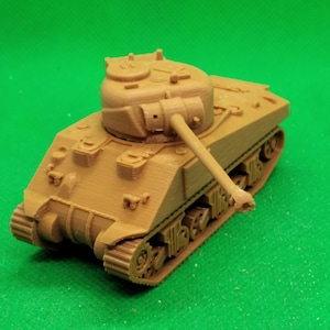 Tanque mediano británico Sherman VC Firefly (versión estadounidense M4A4), Segunda Guerra Mundial, campaña de Europa Occidental, impreso en 3D, juegos de guerra.