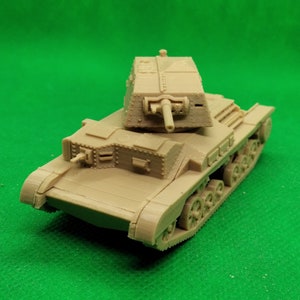 May include: A beige plastic model of a World War II era tank. The tank has a turret with a cannon and a detailed hull.