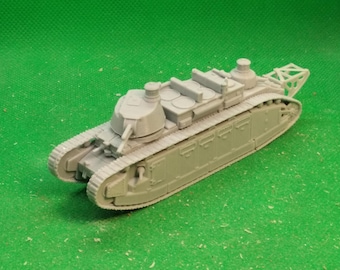 1/100 Franse FCM Char 2C superzware tank, Tweede Wereldoorlog, WO II, Slag om Frankrijk, 3D-geprint, wargaming, modellering
