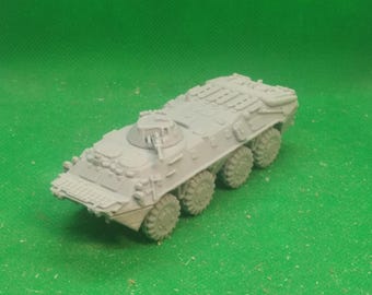 Miniatura em escala 1/72 do veículo blindado de transporte de pessoal soviético BTR-70V (torreta do BTR-80), Guerra Fria, Guerra Soviético-Afegã, impressão 3D, jogos de guerra, modelo.