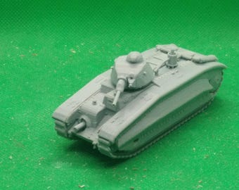 Tanque pesado francês Char B1ter, segundo protótipo, escala 1/72 (torreta APX com canhão SA37), Segunda Guerra Mundial, impressão 3D, jogos de guerra, modelismo.
