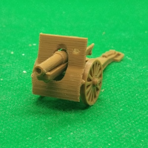 1/87 scale 2 x French 155 mm Schneider C17S  howitzer (spoked wheels), World War One, World War Two, WW 1, 3D print, wargaming, modelling