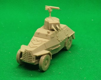Miniatura em escala 1/72 do carro blindado britânico Marmon-Herrington Mk II, Campanha do Deserto, Segunda Guerra Mundial, impressa em 3D para jogos de guerra.