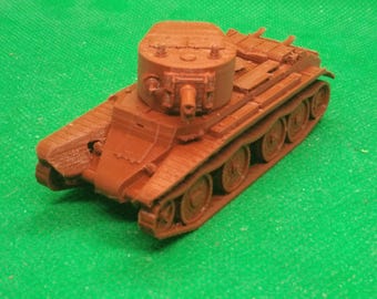 Schaal 1/72 Sovjet BT-7A close support tank met latere geschutskoepel, Winteroorlog, Tweede Wereldoorlog, WO II, 3D-geprint, wargaming, modellering