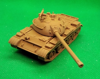 Schaal 1/72 Israëlische vroege type Tiran 4 gevechtstank (geconverteerde T-54), koude oorlog, Yom Kippur-oorlog, 3D-geprint, wargaming, modellering