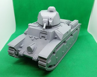 Miniatura em escala 1/30 do tanque médio francês Renault Char D2 (com canhão antitanque SA35), da Segunda Guerra Mundial, Batalha da França, impressa em 3D, para jogos de guerra e modelismo.