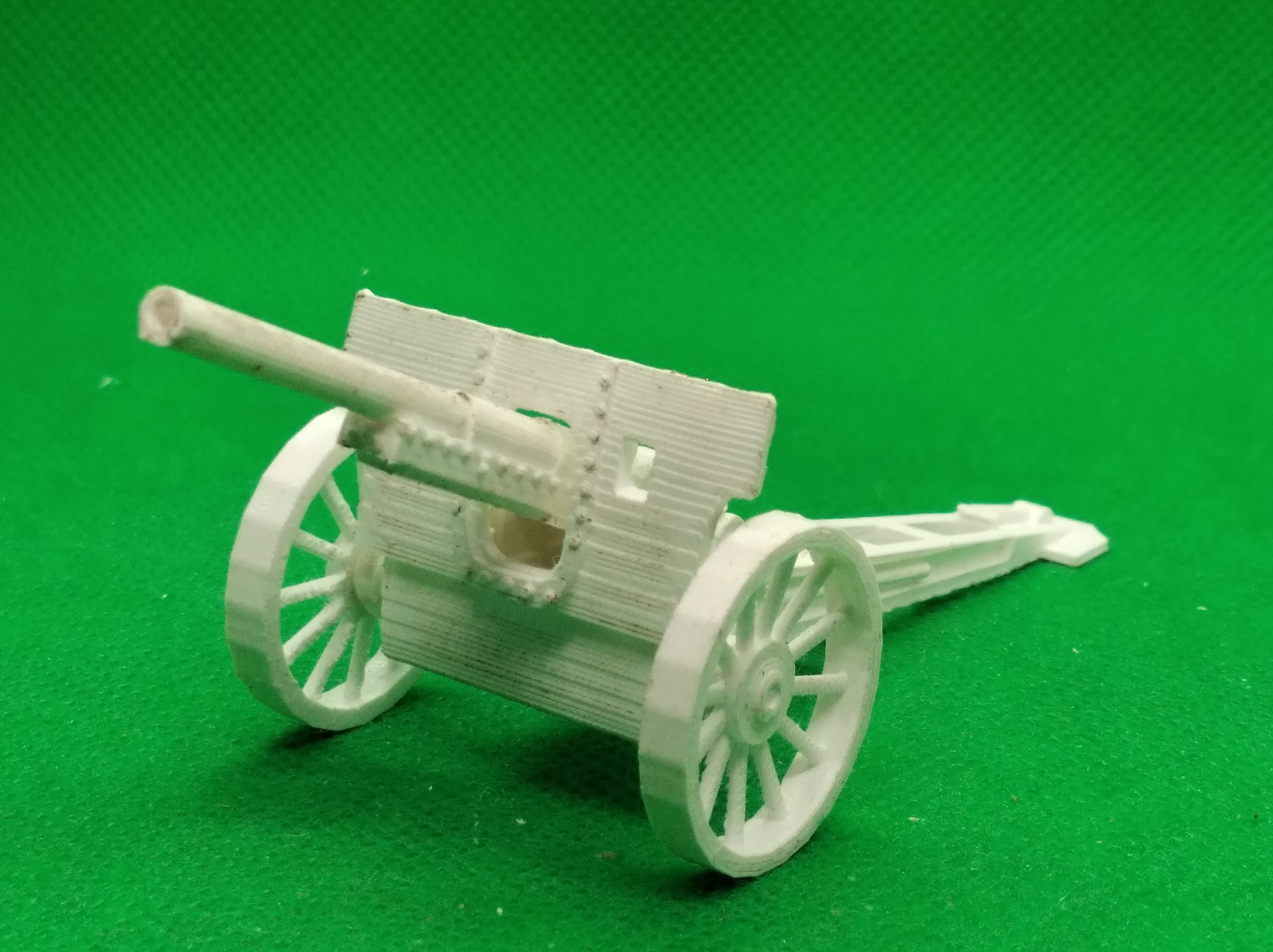Canon francês de 105 mm Mle 1913 Schneider em escala 1/56 (rodas raiadas), Primeira Guerra Mundial, Primeira Guerra Mundial, impressão 3D, jogos de guerra, Bolt Action