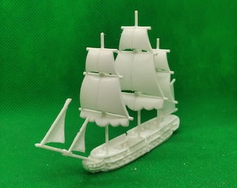 1/700 scale French Ville de Milan (HMS Milan) frigate (40-gun), 5th Rate, Black Seas, XVIII, Napoleonic, 3D print, wargaming, modelling