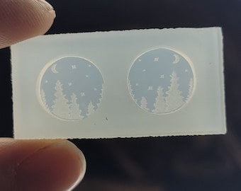 0.5 inch, mountain earring mold, wilderness earring mold, forest Earring mold, stud earring mold, silicone mold, resin earring mold