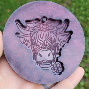 2.5 inch, Highland cow mold, resin mold, crafting mold, craft mold, Highland steer mold, farmer mold, silicone mold, farm animal mold