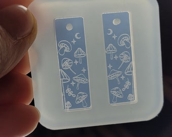 1.25 inch, mushroom earring mold, fungi earring mold, resin earring mold, rectangle earring mold, Earring mold, silicone mold, nature mold
