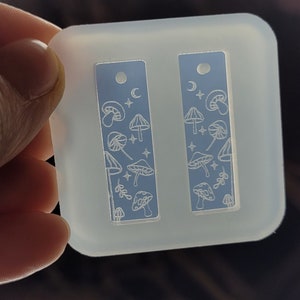 1.25 inch, mushroom earring mold, fungi earring mold, resin earring mold, rectangle earring mold, Earring mold, silicone mold, nature mold