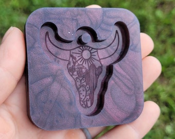2 inch bull skull keychain mold, skull mold, steer skull mold, head mold, cow head mold, cattle mold, desert mold, desert skill mold, mold
