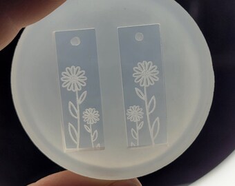 1.25 inch, wildflower earring mold, floral earring mold, rectangle earring mold, flower earring mold, Earring mold, silicone mold