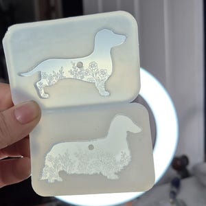 2.5 inch, Dachshund mold, dog mold, puppy mold, dog keychain mold, floral dog keychain mold, silicone mold, resin mold, pet mold, mold