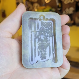 Firefighter mold, resin mold, first responder mold, flag mold, hero mold, hometown hero mold, resin mold, wax mold, keychain mold, mold image 1