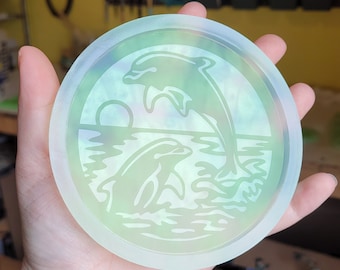Dolphin coaster mold, resin mold, crafting mold, dolphin mold, ocean mold, sea mold, silicone mold, mold, beach mold, sunset mold