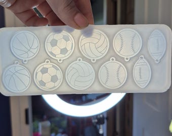 1.25 inch, baseball earring mold, softball earring mold, football earring mold, silicone earring mold, sports earring mold