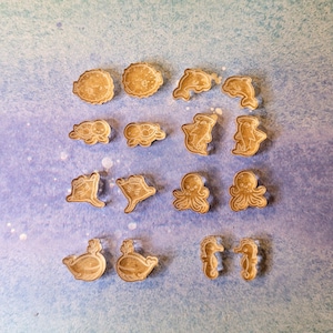 0.5 inch, stud earring mold, ocean animal earring mold, pufferfish earring mold, seahorse earring mold, silicone mold, earring mold