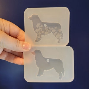 2.5 inch, Golden Retriever mold, dog mold, puppy mold, dog keychain mold, floral dog keychain mold, silicone mold, resin mold, pet mold