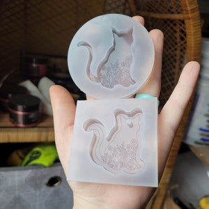2 inch, cat mold, resin mold, crafting mold, kitty mold, floral cat mold, keychain mold, silicone mold, mold, resin supply, kitten mold