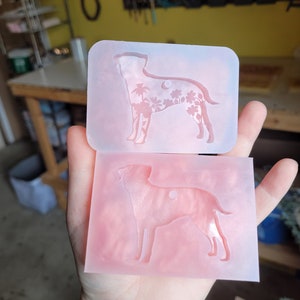 2.5 inch, lab mold, dog mold, puppy mold, dog keychain mold, floral dog keychain mold, silicone mold, resin mold, Labrador mold, mold