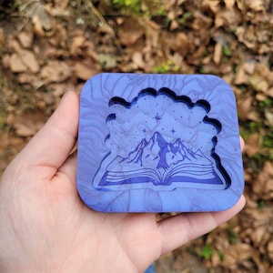 Book with mountains mold, book mold, stars mold, mountain mold, nature mold, outdoors mold, silicone mold, mold, resin mold