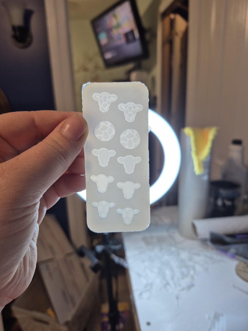 Cow earring mold, cow mold, cow stud earring mold, Earring mold, stud earring mold, silicone mold, western stud mold, cow print earring mold image 10