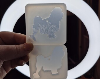 2.5 inch, Löwchen mold, dog mold, dog keychain mold, floral keychain mold, silicone mold, resin mold, dog breed mold, show dog mold