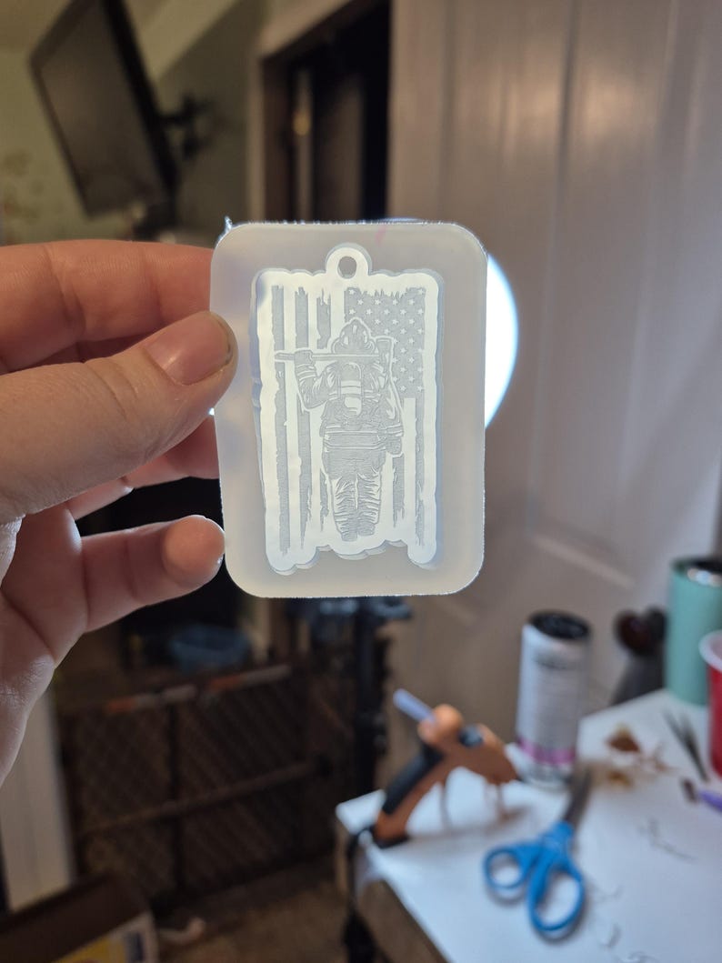 Firefighter mold, resin mold, first responder mold, flag mold, hero mold, hometown hero mold, resin mold, wax mold, keychain mold, mold image 10