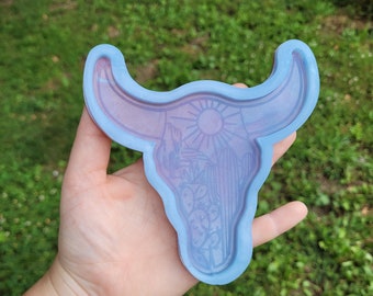 5-inch, western skull mold, cactus mold, western mold, bull mold, western decor mold, desert mold, skull mold, resin mold, silicone mold