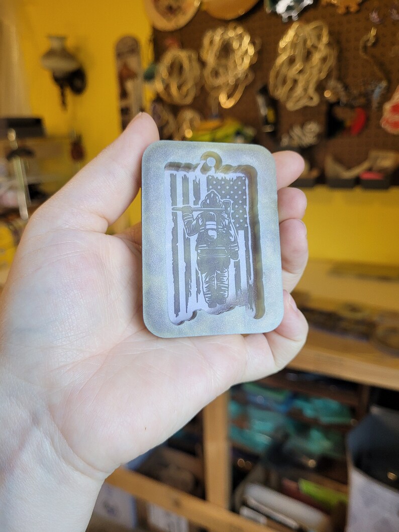 Firefighter mold, resin mold, first responder mold, flag mold, hero mold, hometown hero mold, resin mold, wax mold, keychain mold, mold image 7