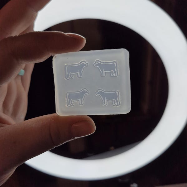 0.6 inch, cow earring mold, show cow mold, Earring mold, cow stud earring mold, silicone mold, show steer earring mold, show animal mold
