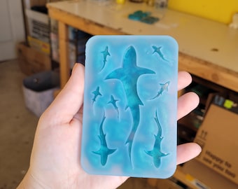 Shark pallet mold, resin mold, mold, craft mold, tiger shark mold, silicone mold, bull shark mold, resin supply, great white shark mold